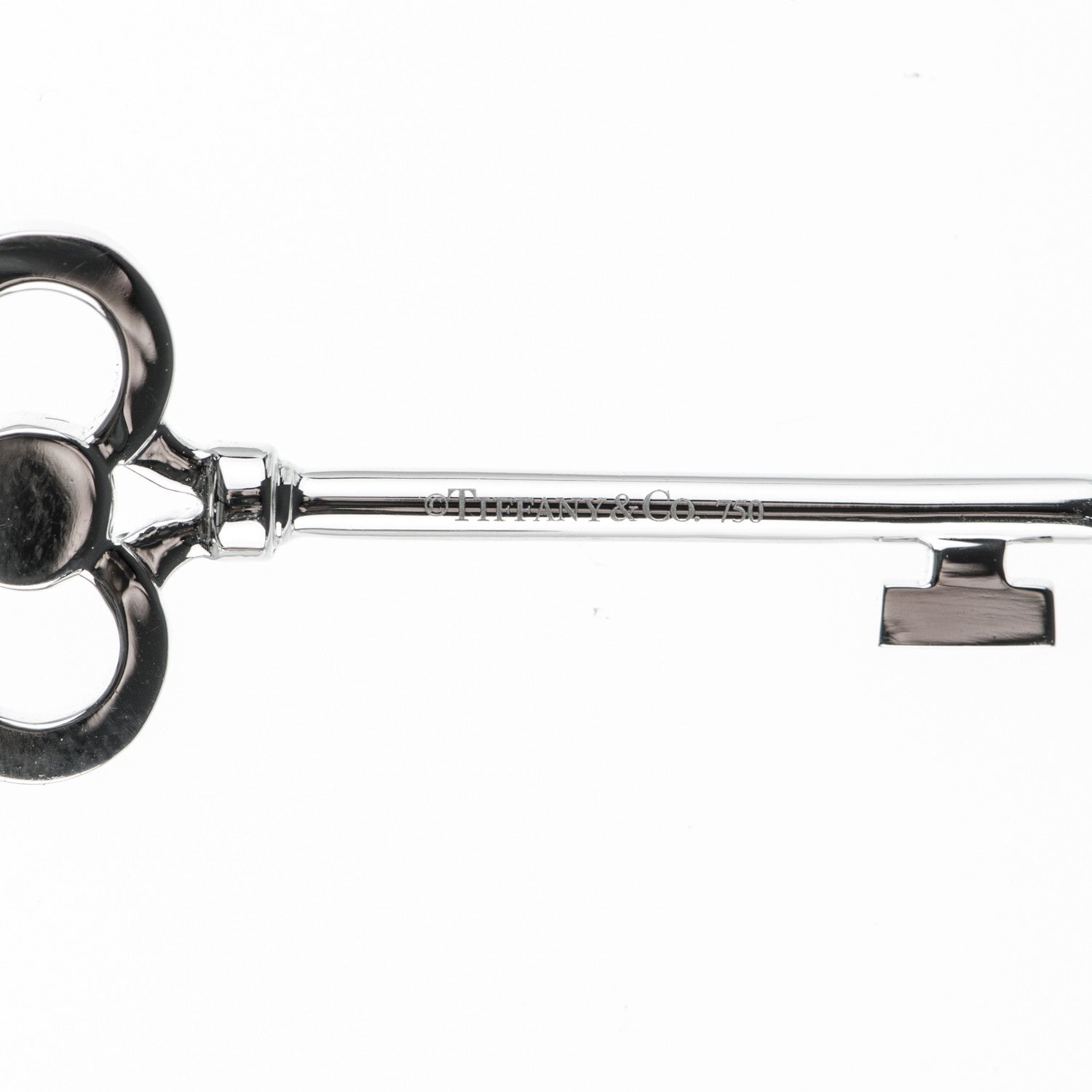 Tiffany 18K White Gold Diamond Crown Key Pendant 3 of 4