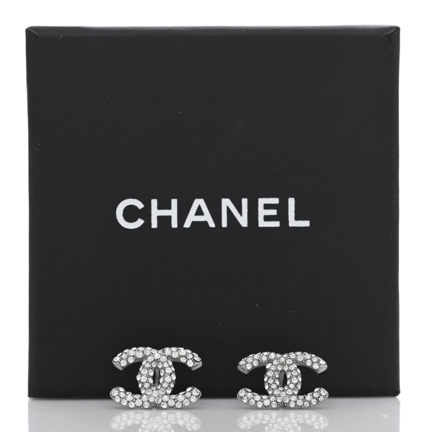Chanel Crystal CC Treasure Chest Earrings Silver 5 of 5