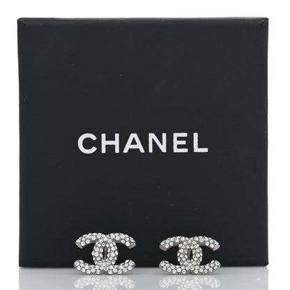 Chanel Crystal CC Treasure Chest Earrings Silver 5 of 5
