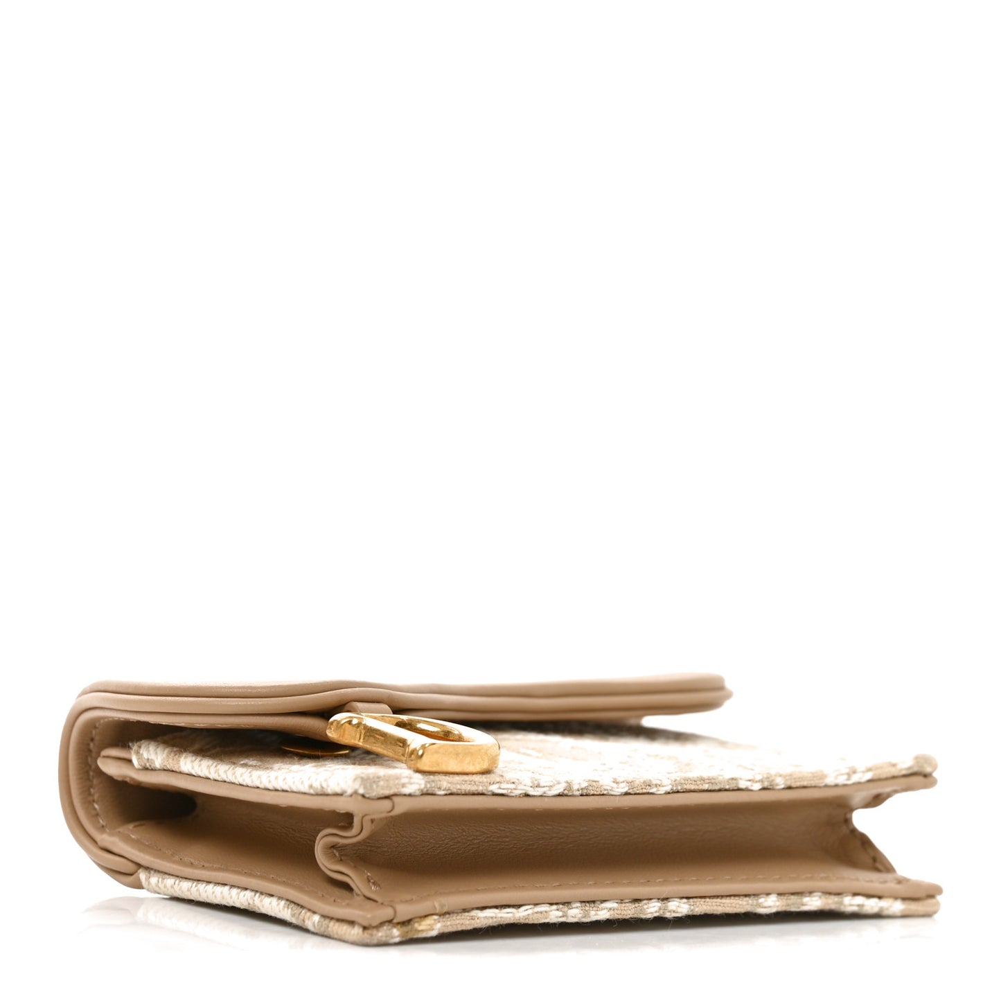Smooth Calfskin Oblique Saddle Bloom Card Holder Beige