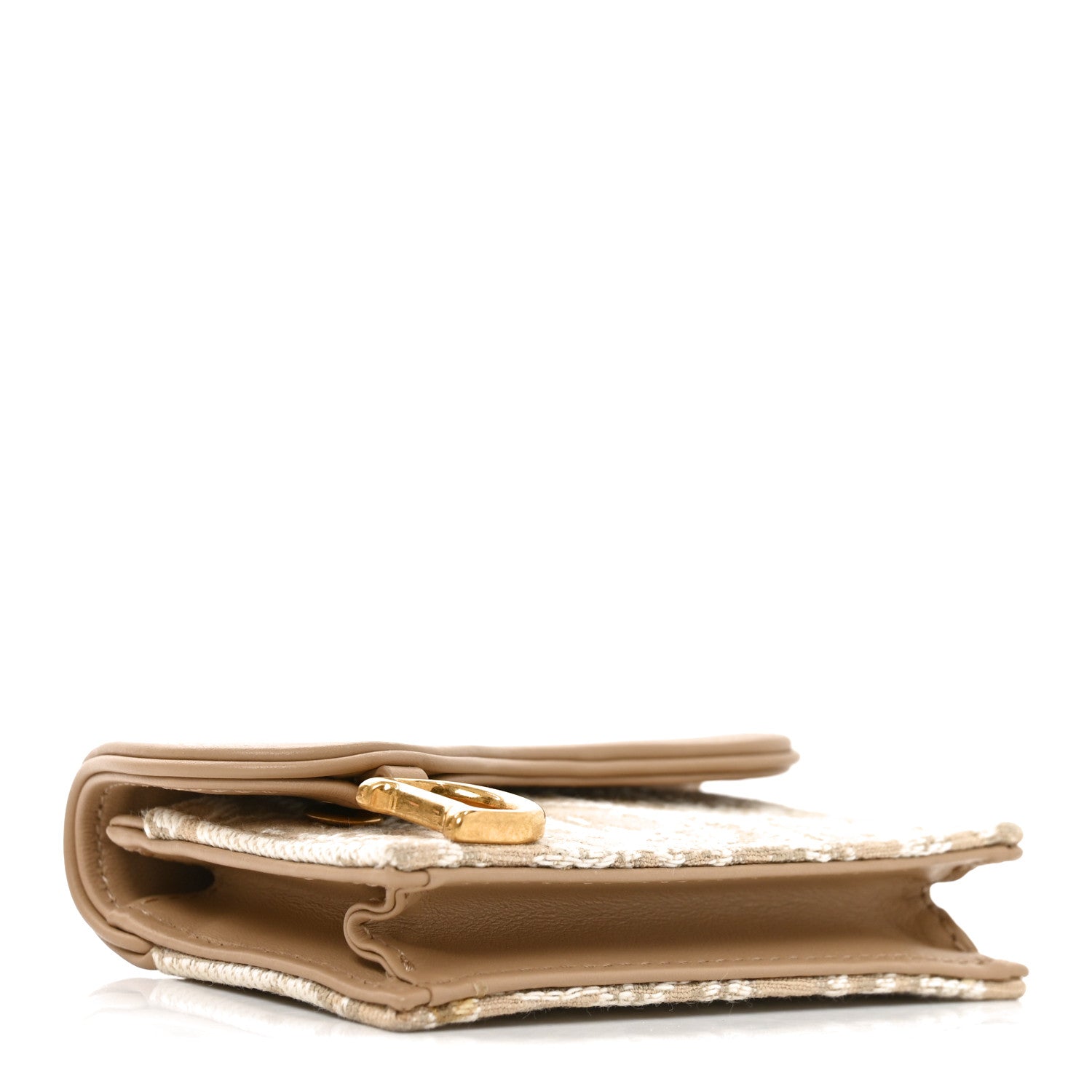 Christian Dior Smooth Calfskin Oblique Saddle Bloom Card Holder Beige 4 of 7