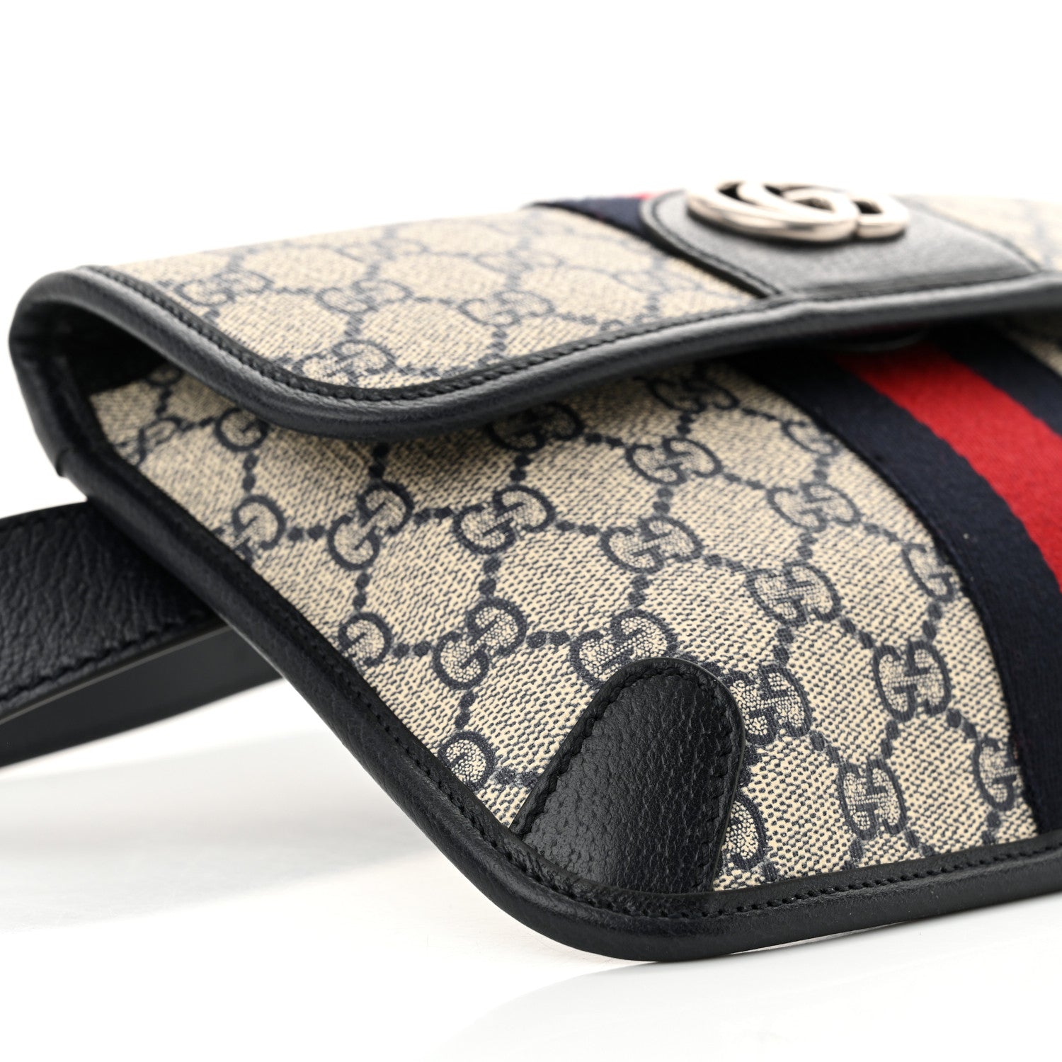 Gucci GG Supreme Monogram Web Small Ophidia Belt Bag 80 32 Beige Navy 9 of 10