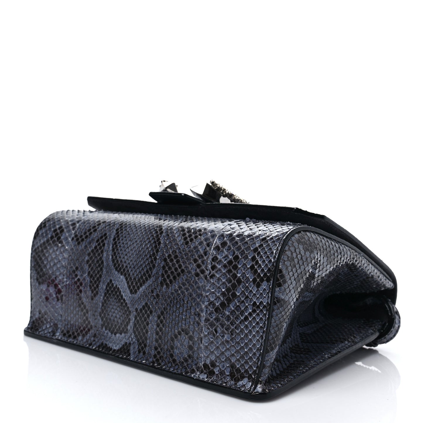 Snakeskin Crystal Madeline Top Handle Denim Blue