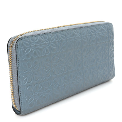 Loewe Calfskin Embossed Repeat Medium Zip Wallet Stone Blue 3 of 6