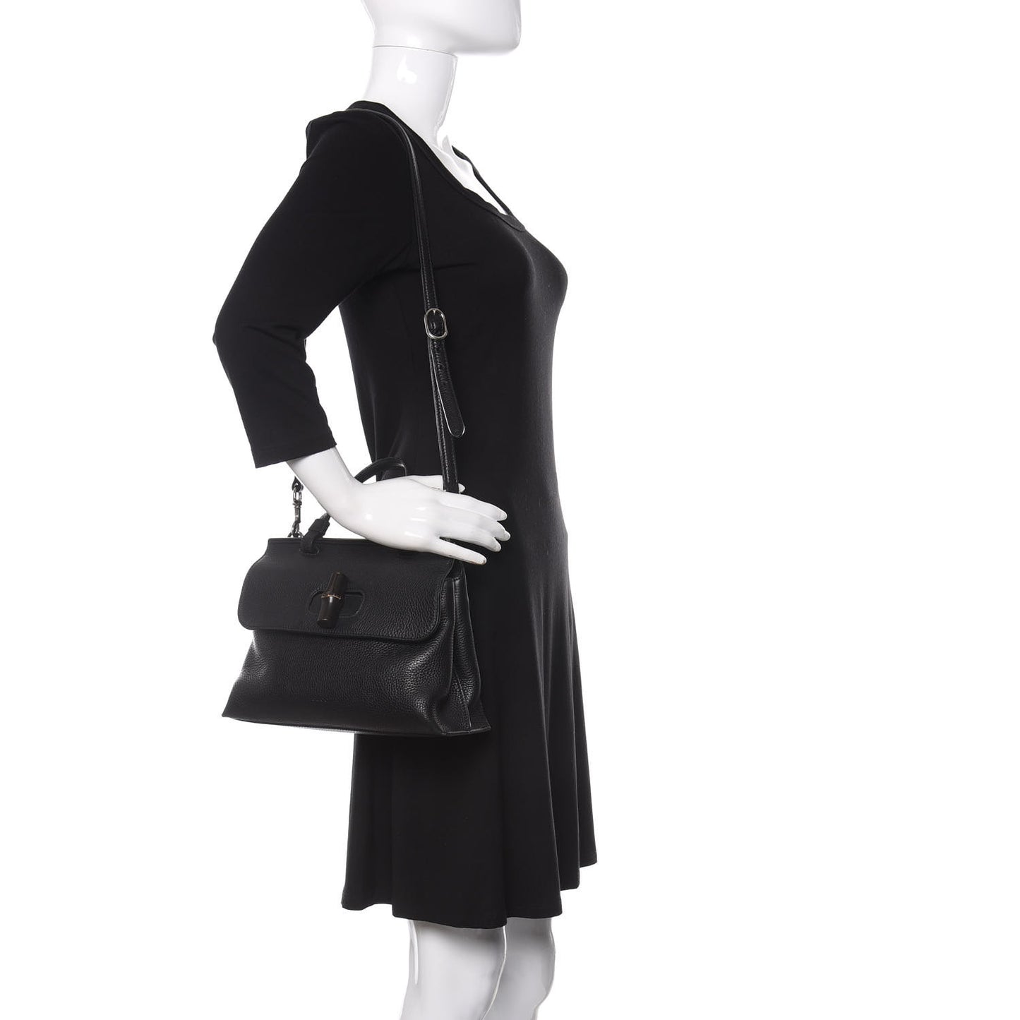 Cellarius Calfskin Small Bamboo Daily Top Handle Bag Black