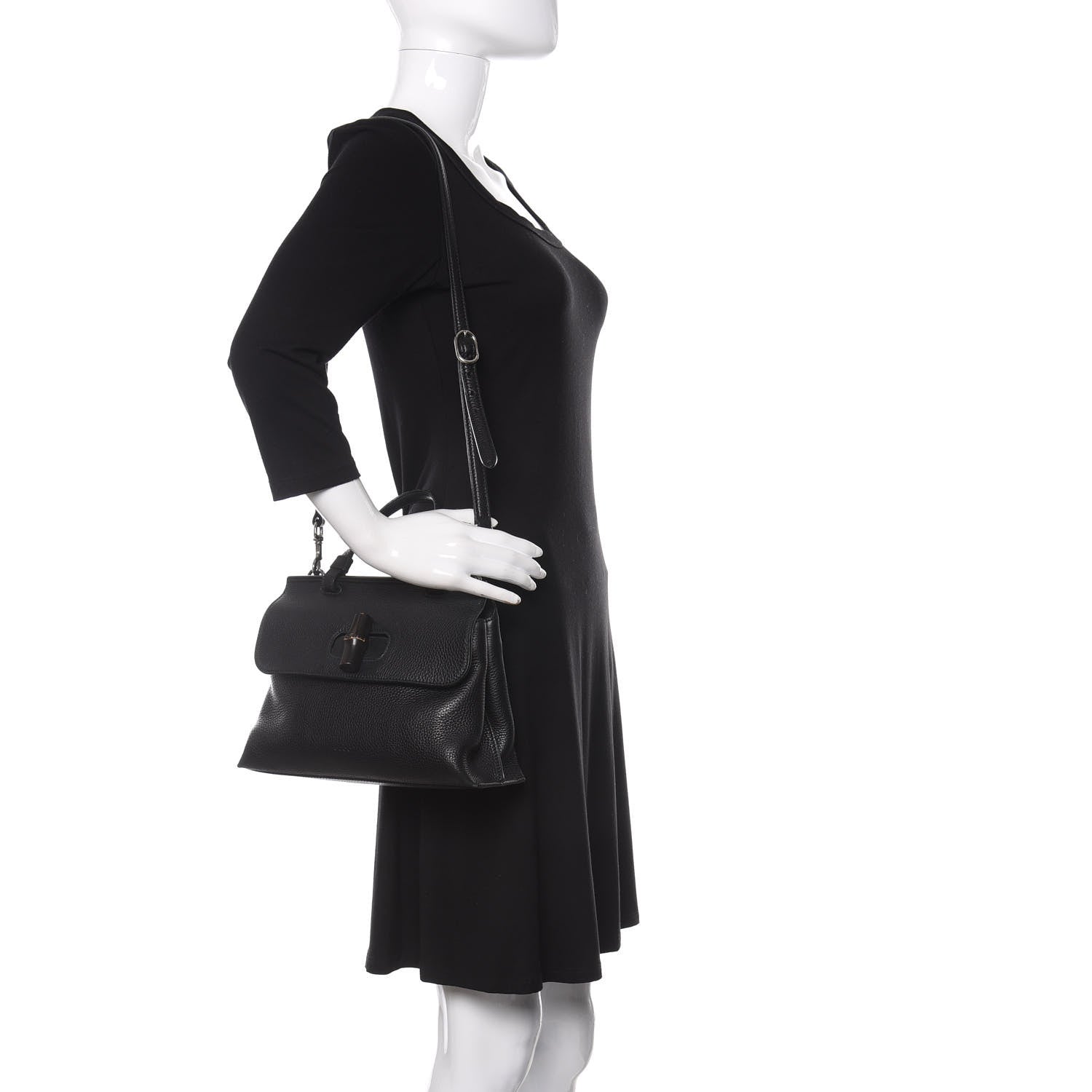 Gucci Cellarius Calfskin Small Bamboo Daily Top Handle Bag Black 2 of 16