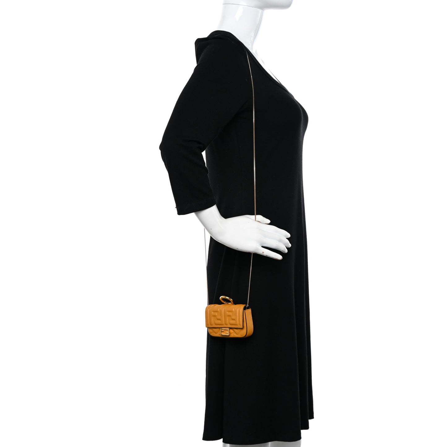 Nappa Matisse FF Embossed Nano Baguette Charm Zucca