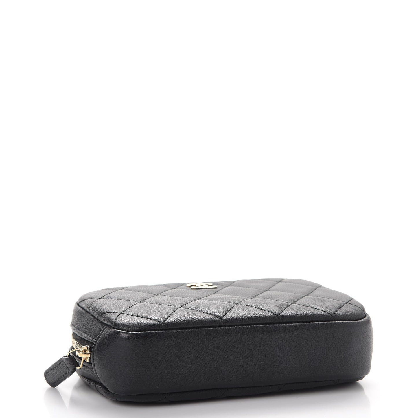 Caviar Quilted Small Curvy Pouch Cosmetic Case Black