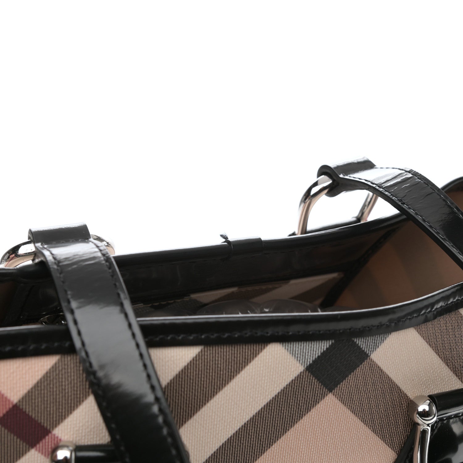 Burberry Patent Trim Nova Check Small Nickie Shopper Tote 9 of 11