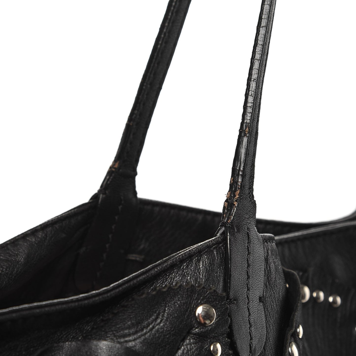 Nappa Studded Rosette Tote Black