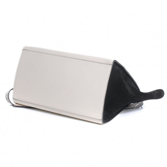 Calfskin Suede Whipsnake Small Trapeze Black White