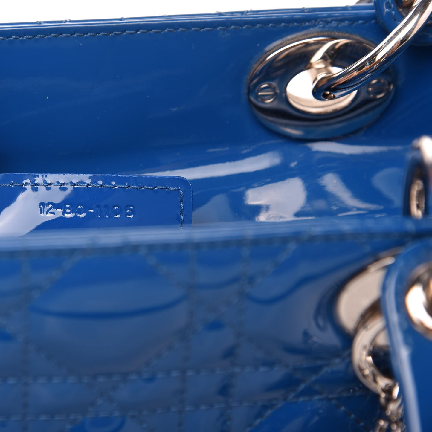 Patent Cannage Medium Lady Dior Blue