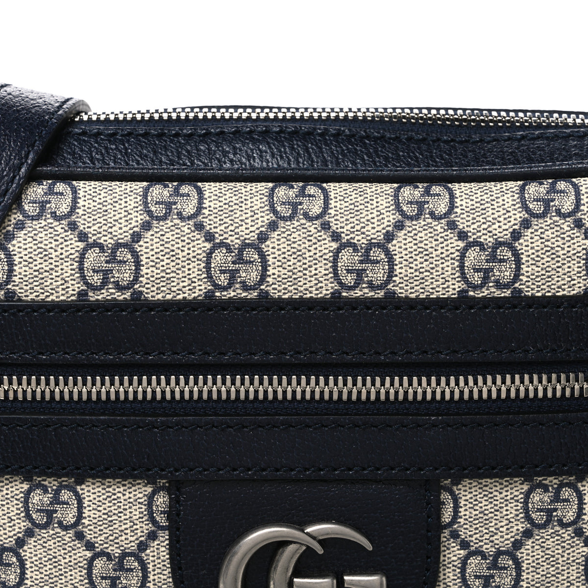 Gucci GG Supreme Monogram Textured Dollar Calfskin Web Small Ophidia Messenger Bag Beige Blue 8 of 10