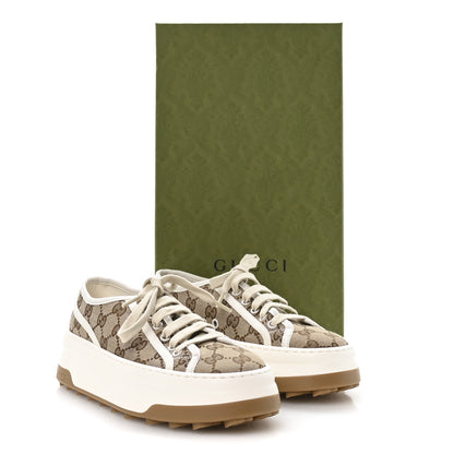 Gucci GG Monogram Womens 1977 Tennis Platform 52mm Sneakers 37 Beige Ebony Mystic White 9 of 9