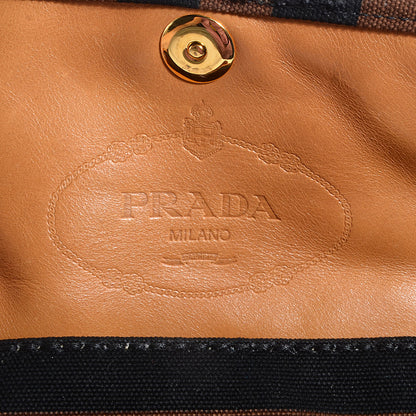 Prada Canvas Canapa Righe Striped Shoulder Bag Tobacco 8 of 10