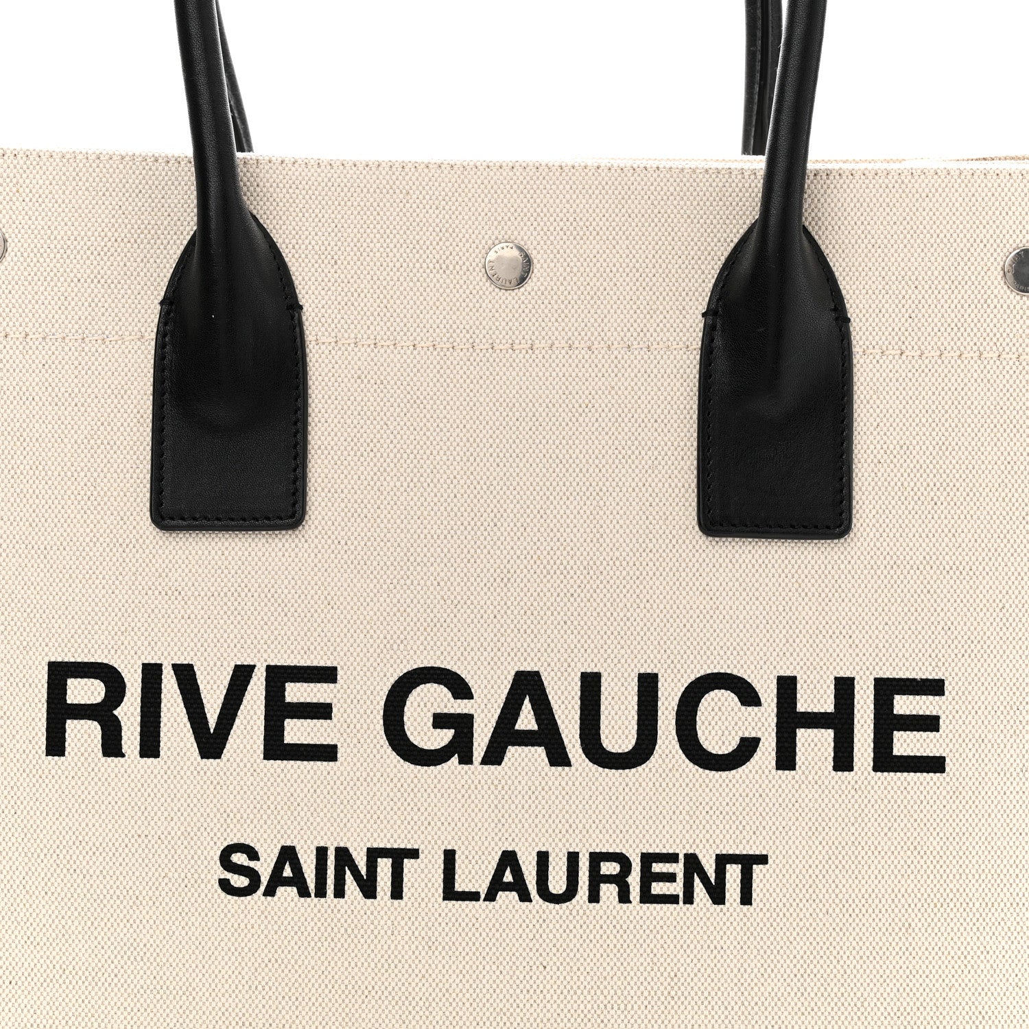 Saint Laurent Linen Calfskin Small Rive Gauche Tote Optic White 8 of 10
