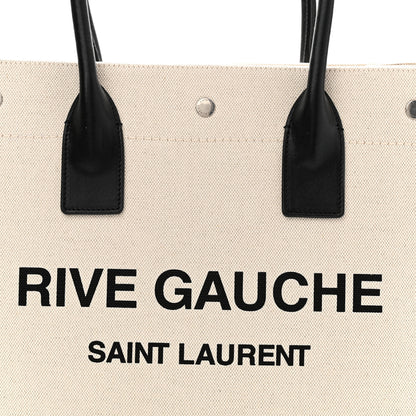 Saint Laurent Linen Calfskin Small Rive Gauche Tote Optic White 8 of 10