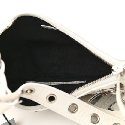 Balenciaga Extra Supple Calfskin Crocodile Embossed Le Cagole Shoulder Bag XS White 5 of 10