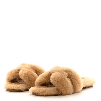 Hermes Woolskin Oran Sandals 38.5 Beige Argile 3 of 10