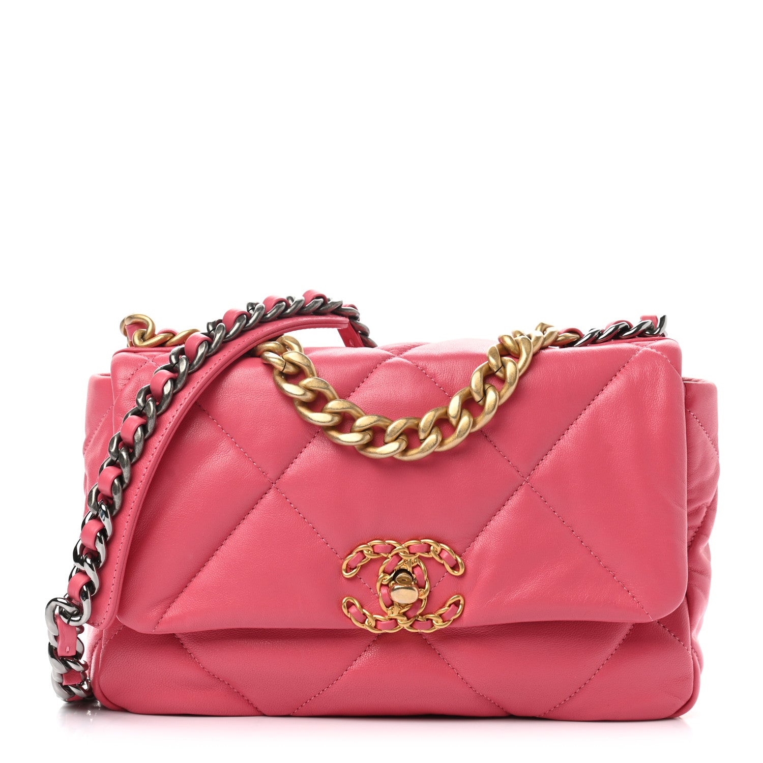 Chanel Goatskin Quilted Medium Chanel 19 Flap Pink 1 of 10