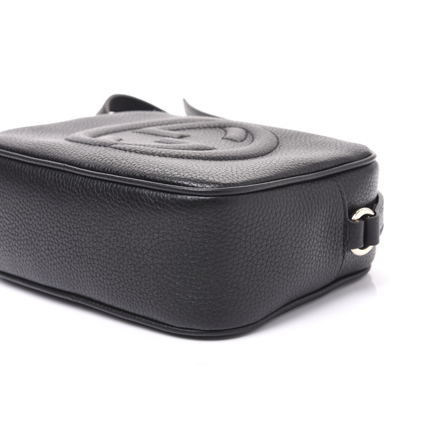 Pebbled Calfskin Small Soho Disco Bag Black