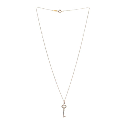 Tiffany 18K Rose Gold Diamond Mini Vintage Oval Key Pendant Necklace 3 of 6