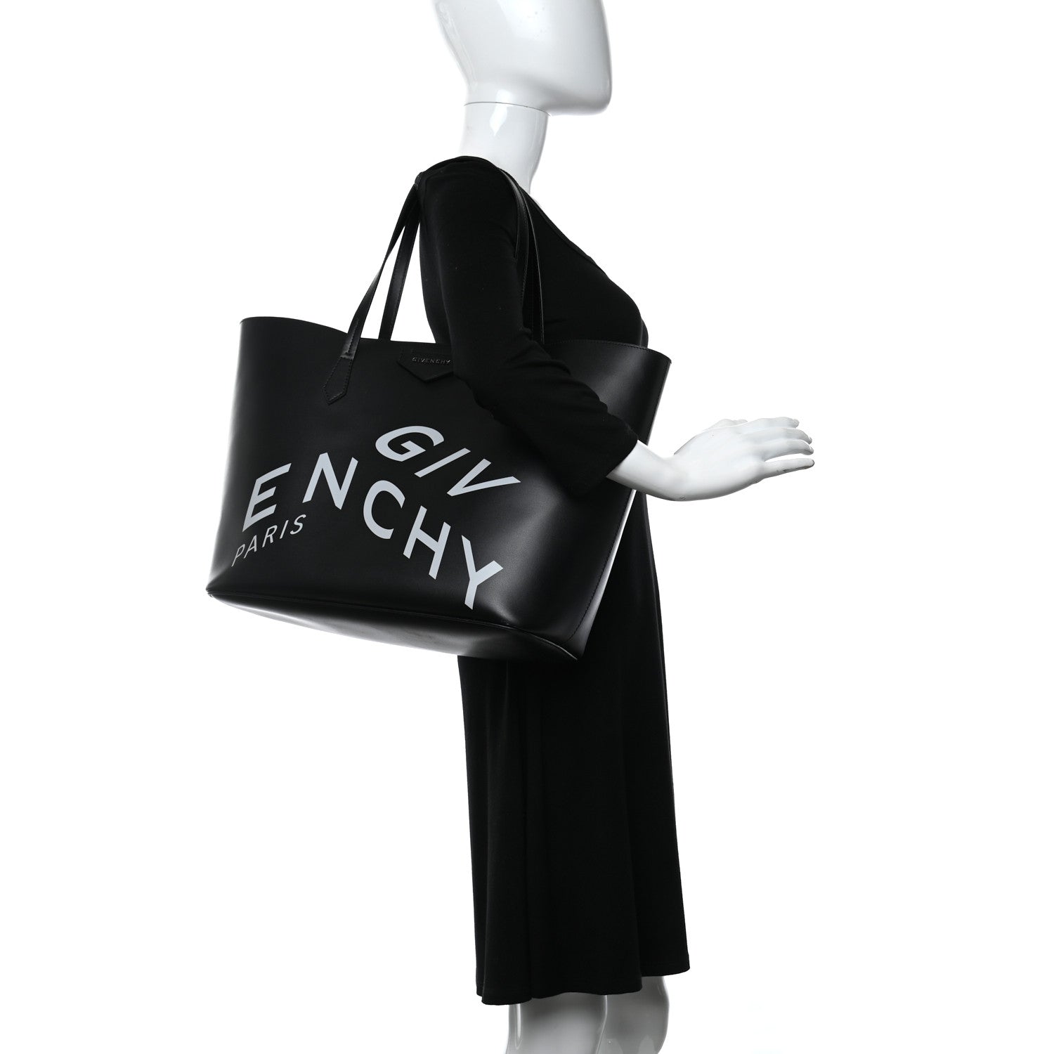 Givenchy Smooth Calfskin Wing Logo Shopper Tote Black White 2 of 9