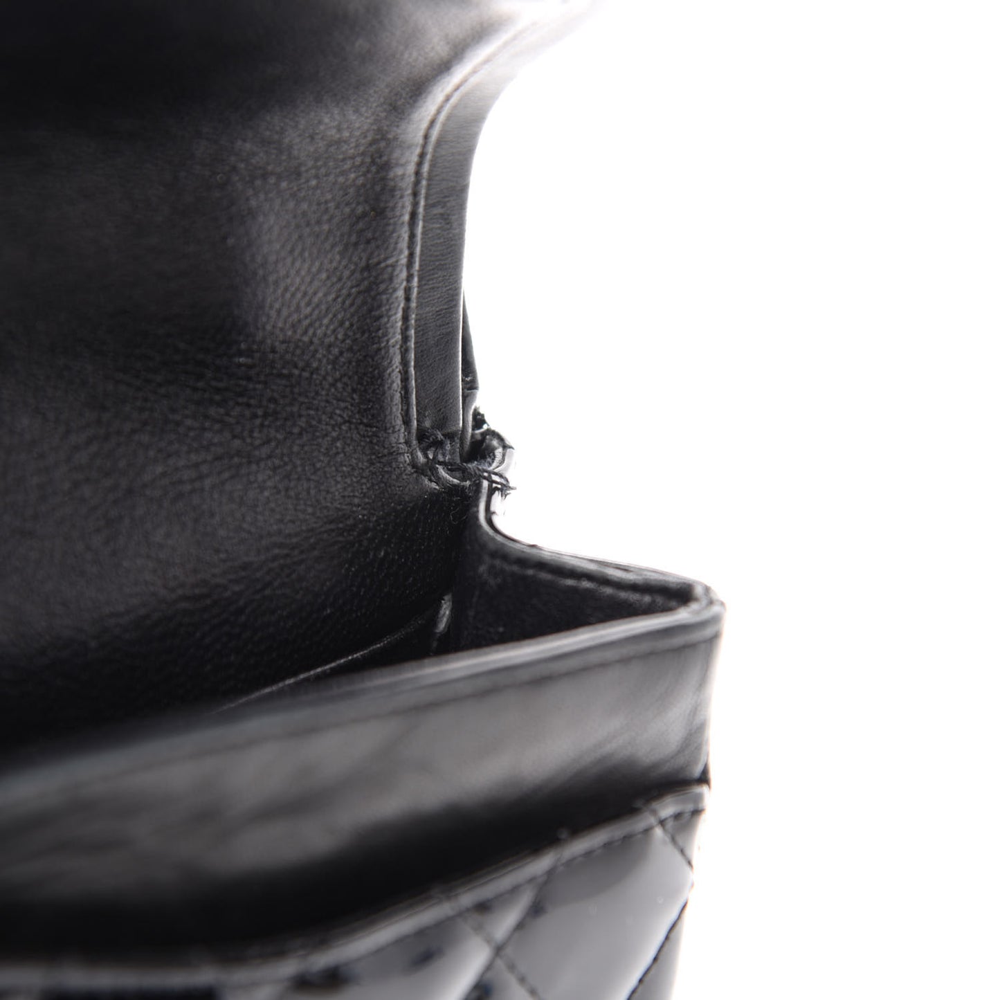 Patent Quilted Medium Double Flap Black