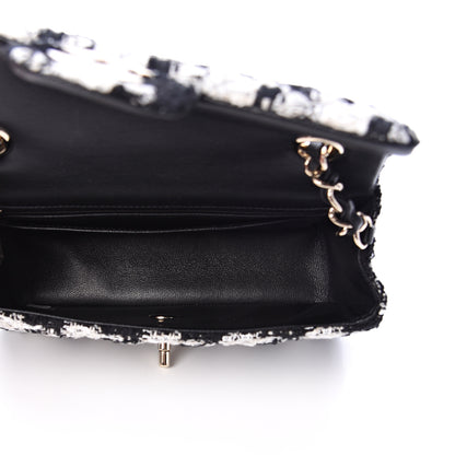 Chanel Tweed Quilted Mini Rectangular Flap Black Ecru White 4 of 11