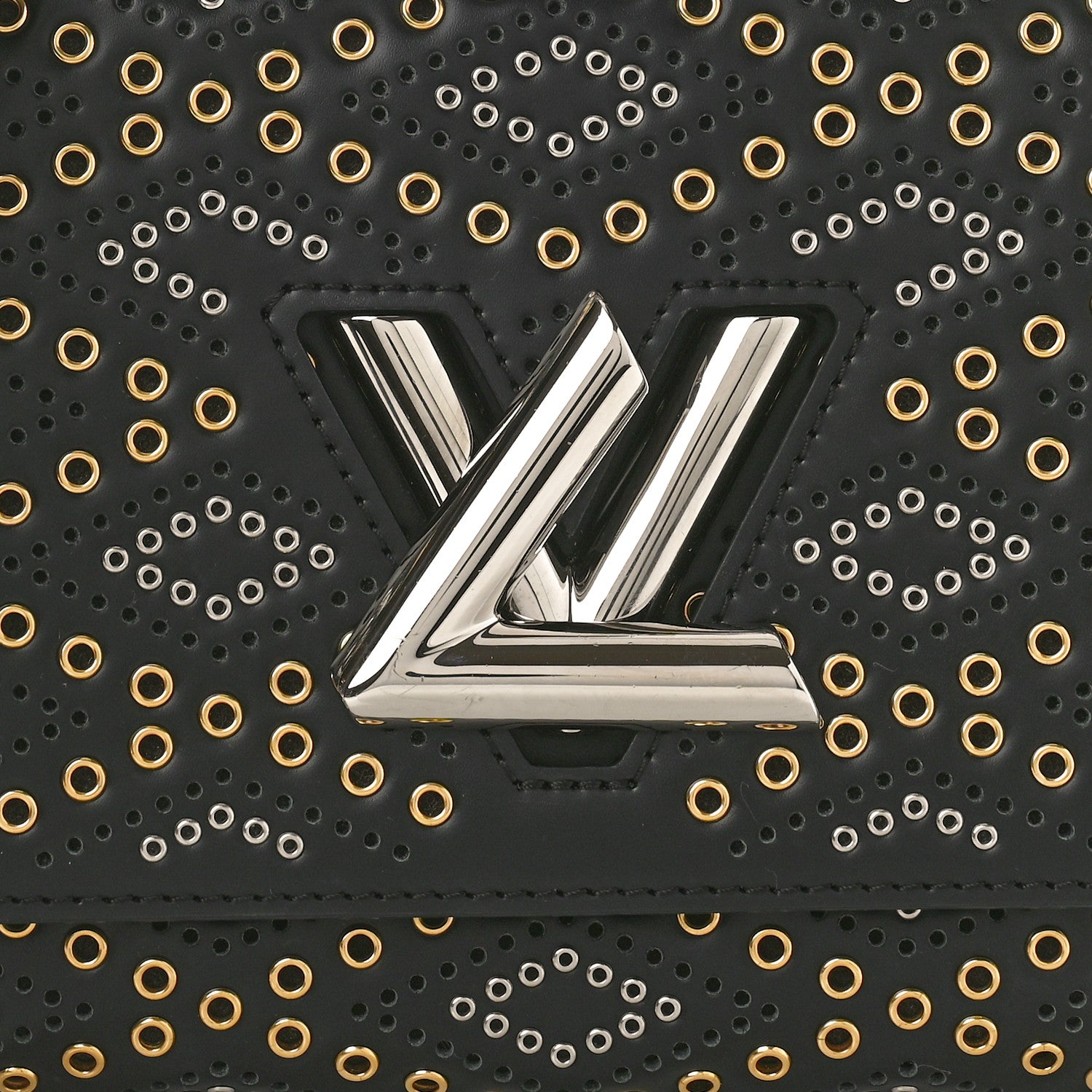 Louis Vuitton Calfskin Eyelet Twist Shoulder Bag MM Black 8 of 10