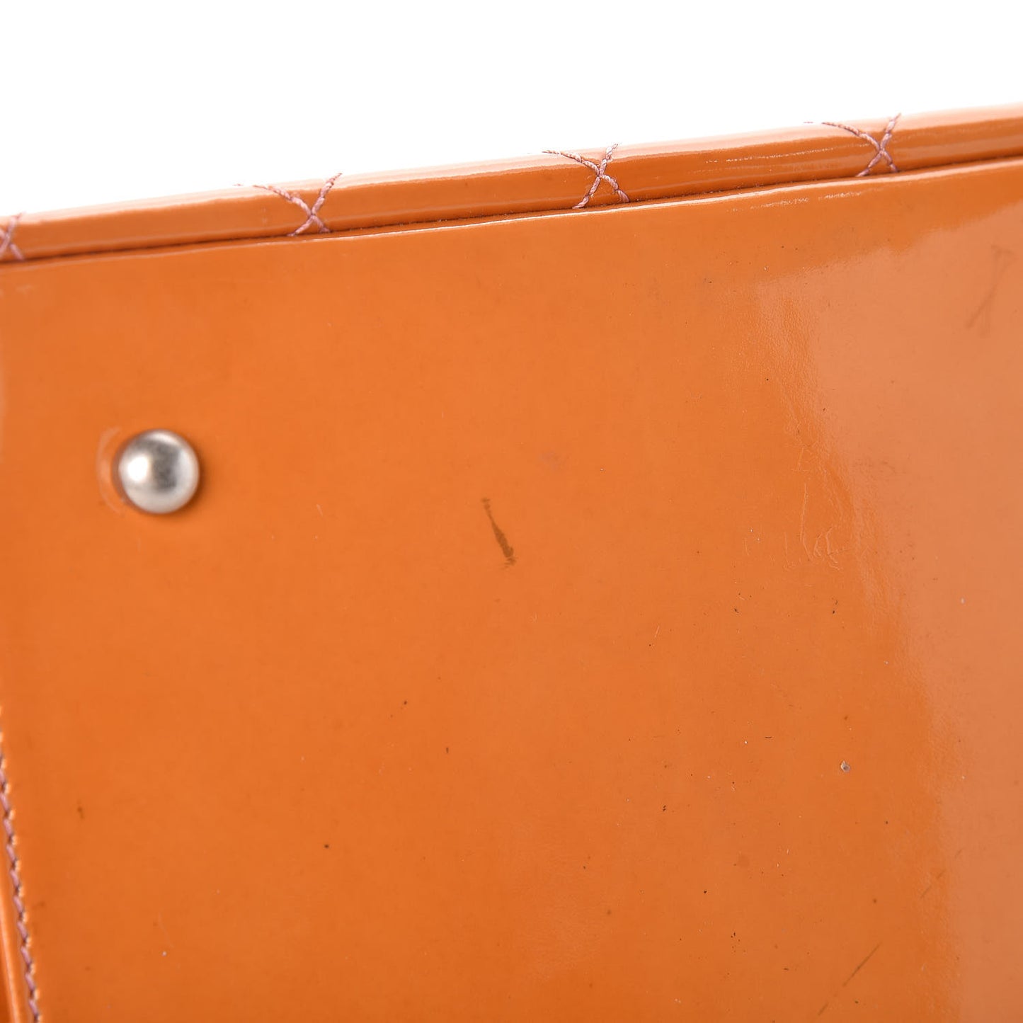 Patent Quilted Timeless Tote Orange