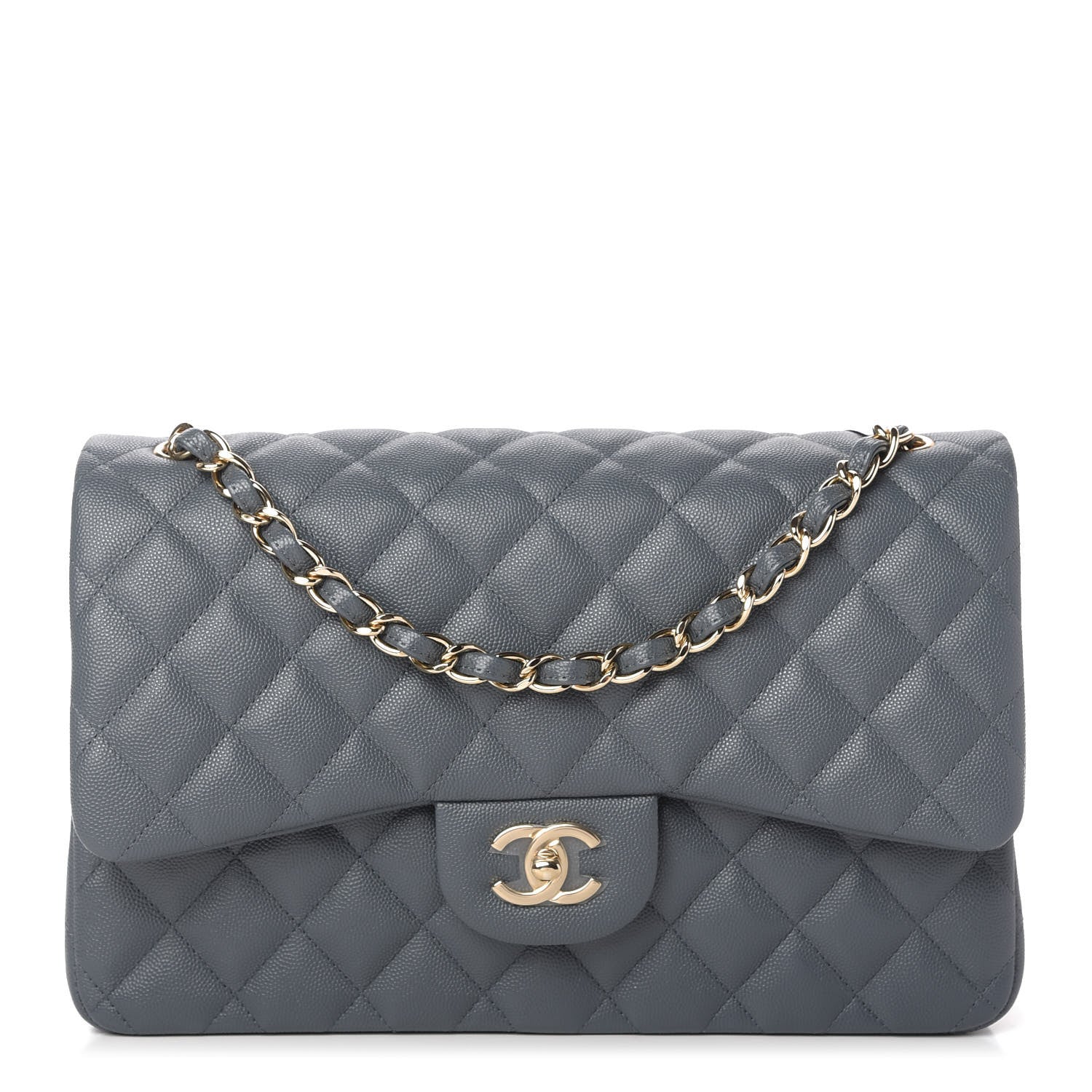 Chanel Caviar Quilted Jumbo Double Flap Dark Grey 1 of 10