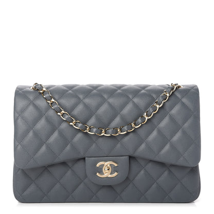 Chanel Caviar Quilted Jumbo Double Flap Dark Grey 1 of 10