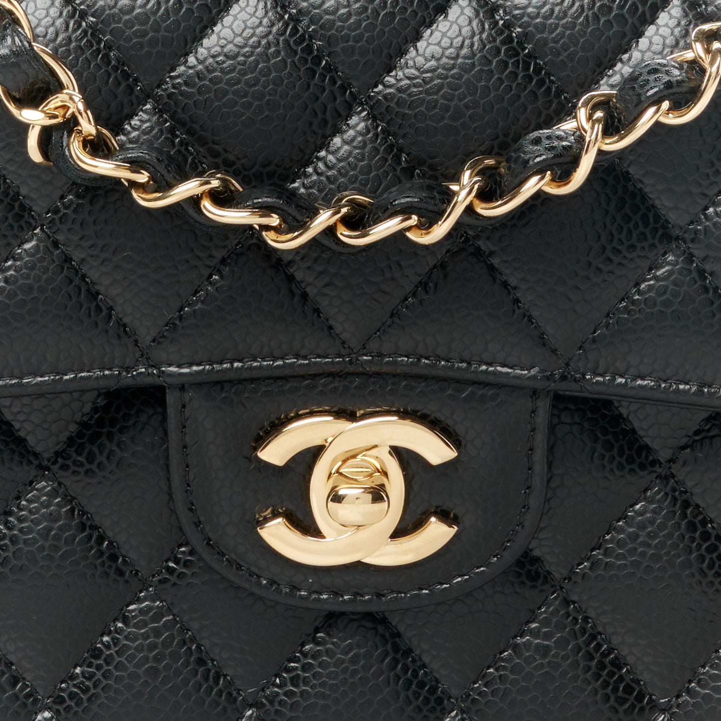 Caviar Quilted Small Double Flap Black