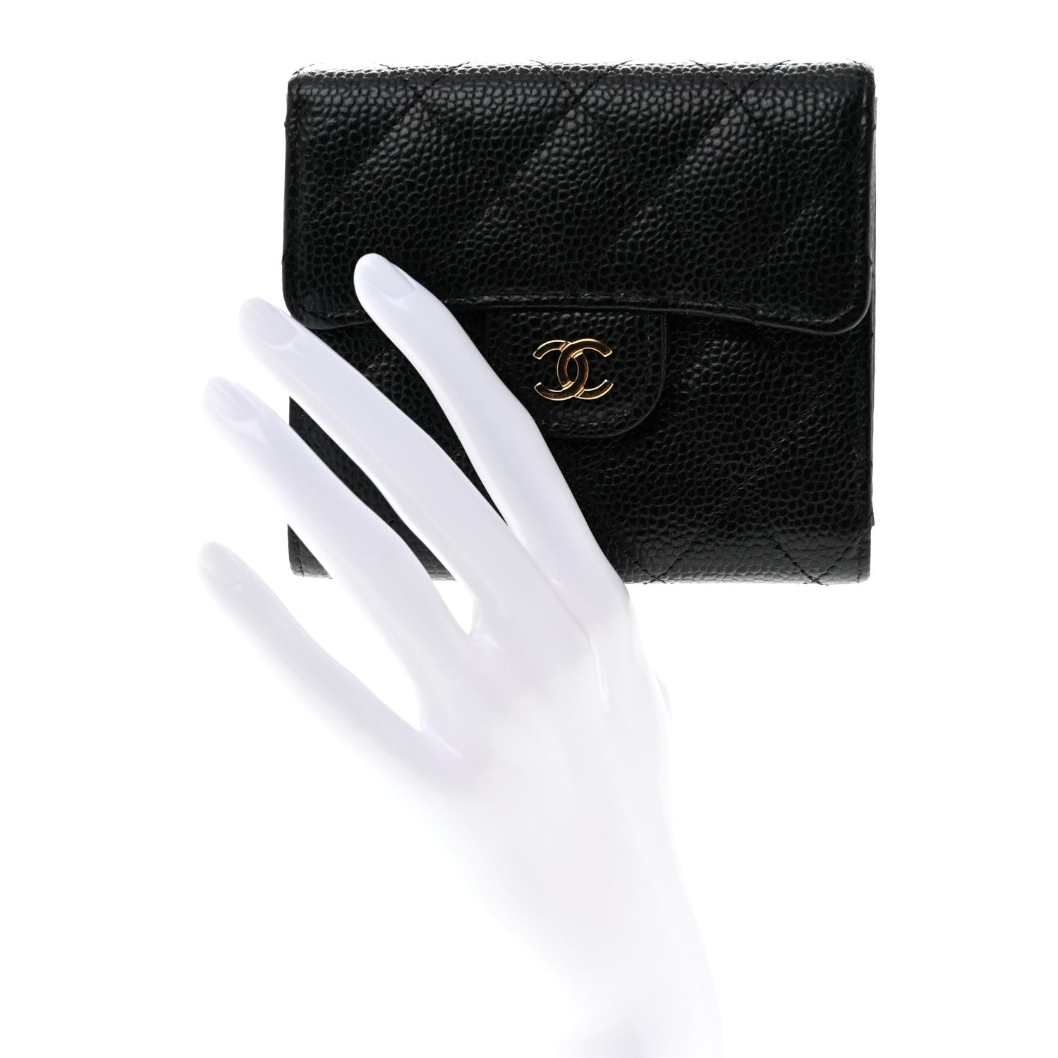 Chanel Caviar Quilted Compact Flap Wallet Black 2 of 8