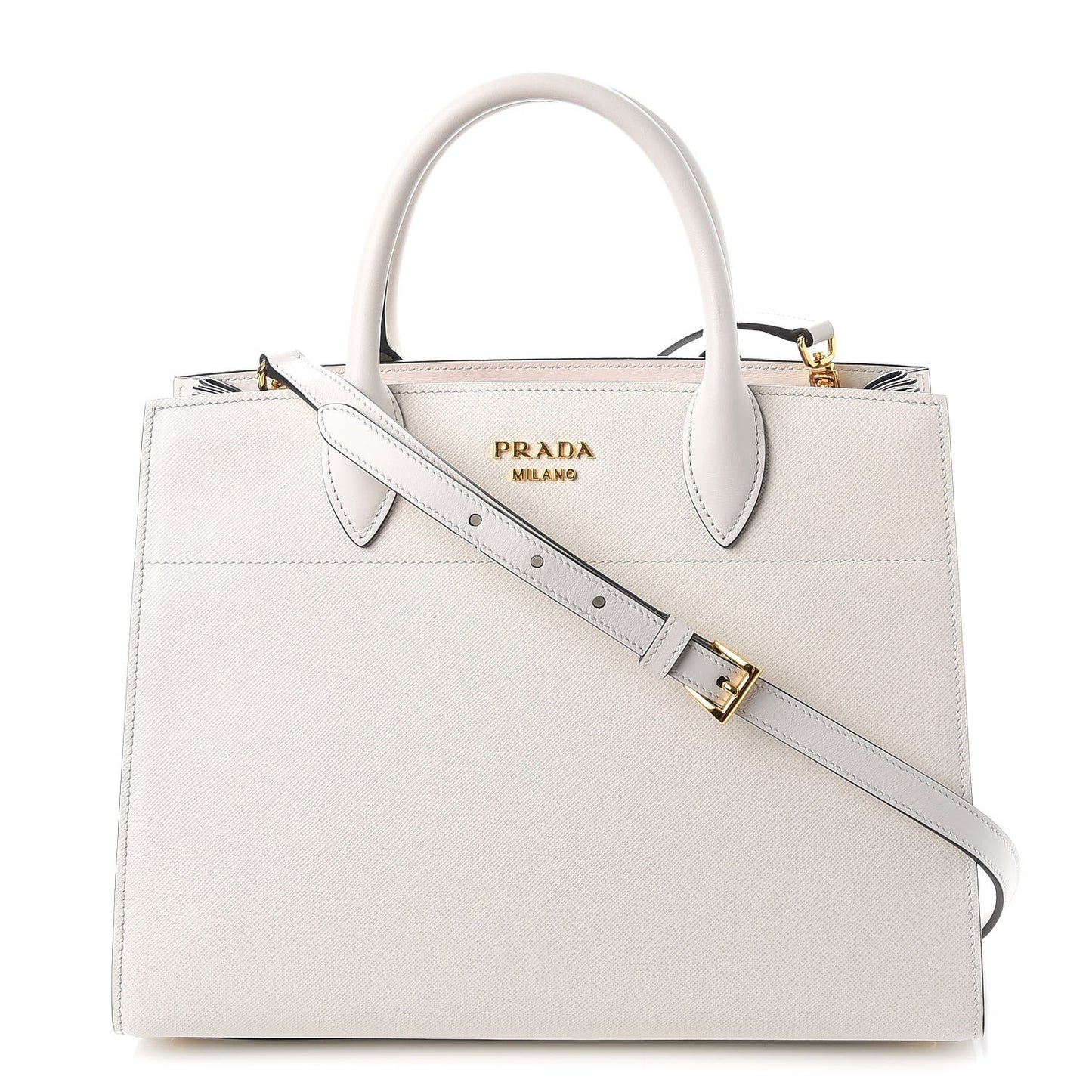 Saffiano Calfskin Bibliotheque Top Handle White Begonia