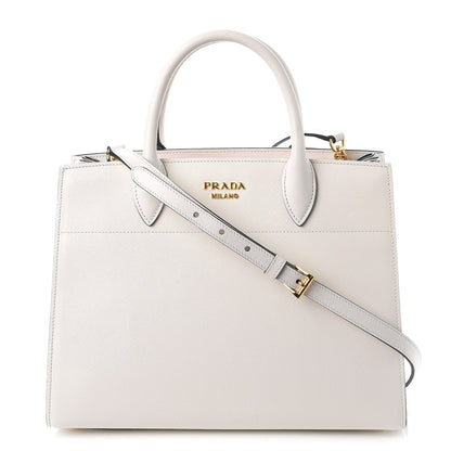 Prada Saffiano Calfskin Bibliotheque Top Handle White Begonia 1 of 8