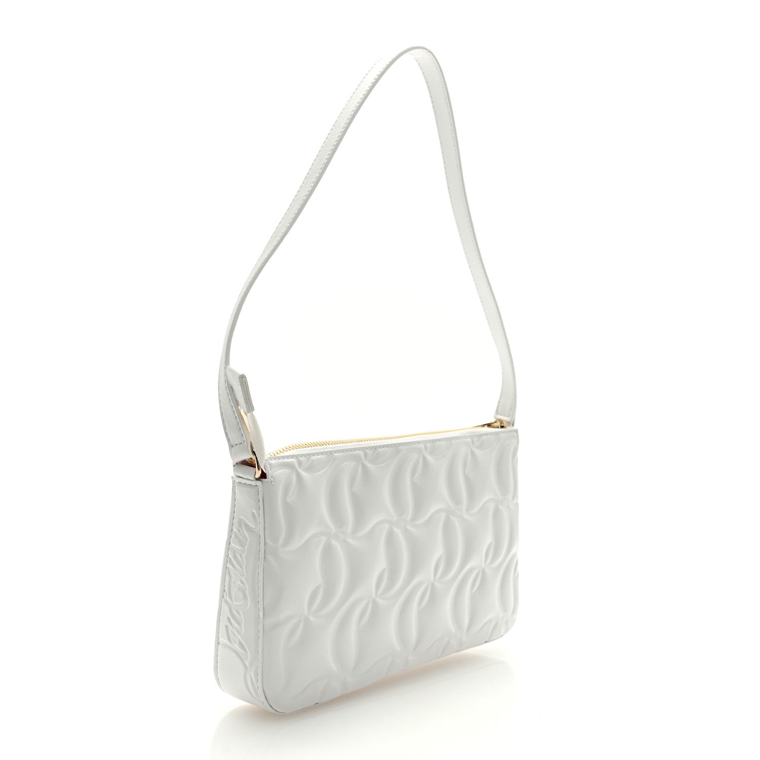 Christian Louboutin Calfskin Embossed Loubila Shoulder Bag White 3 of 8