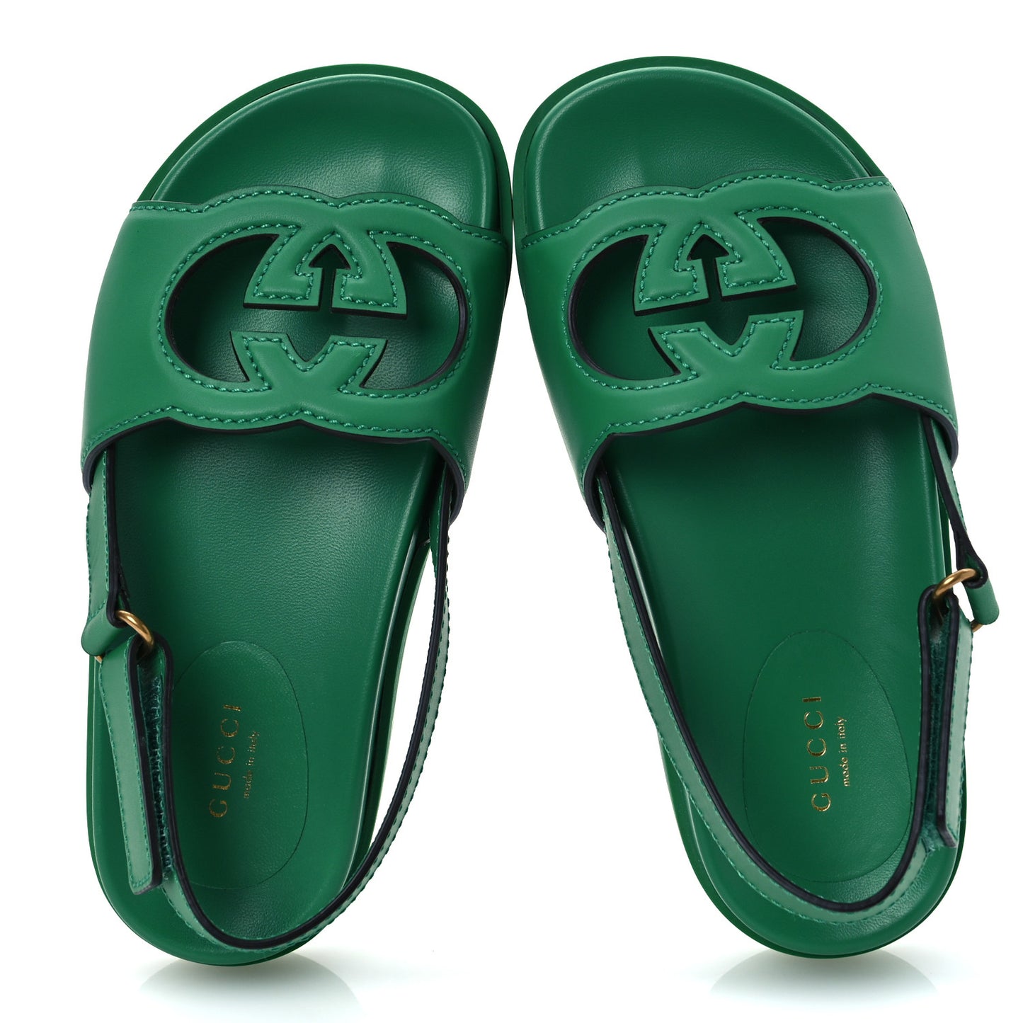 Calfskin Interlocking G Slingback Sandals 36.5 New Shamarock