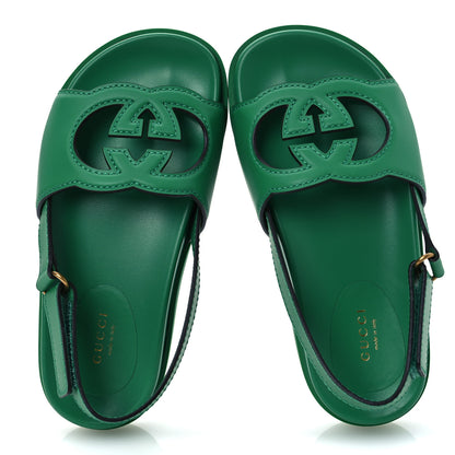 Gucci Calfskin Interlocking G Slingback Sandals 36.5 New Shamarock 2 of 10