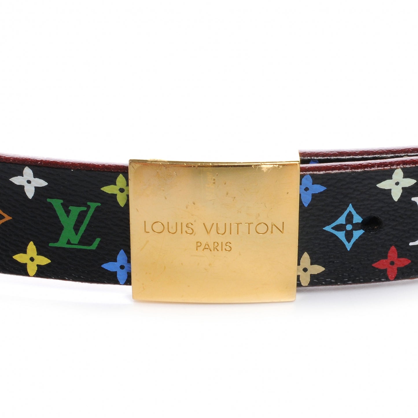 Monogram Multicolor Belt Black w Gold 90 36
