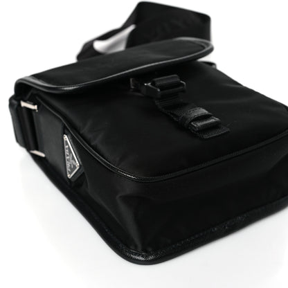Prada Tessuto Nylon Saffiano Logo Messenger Bag Black 7 of 8