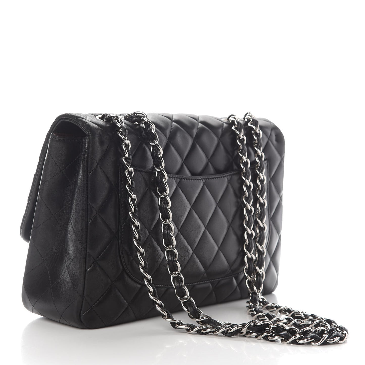 Lambskin Quilted Jumbo Single Flap Black