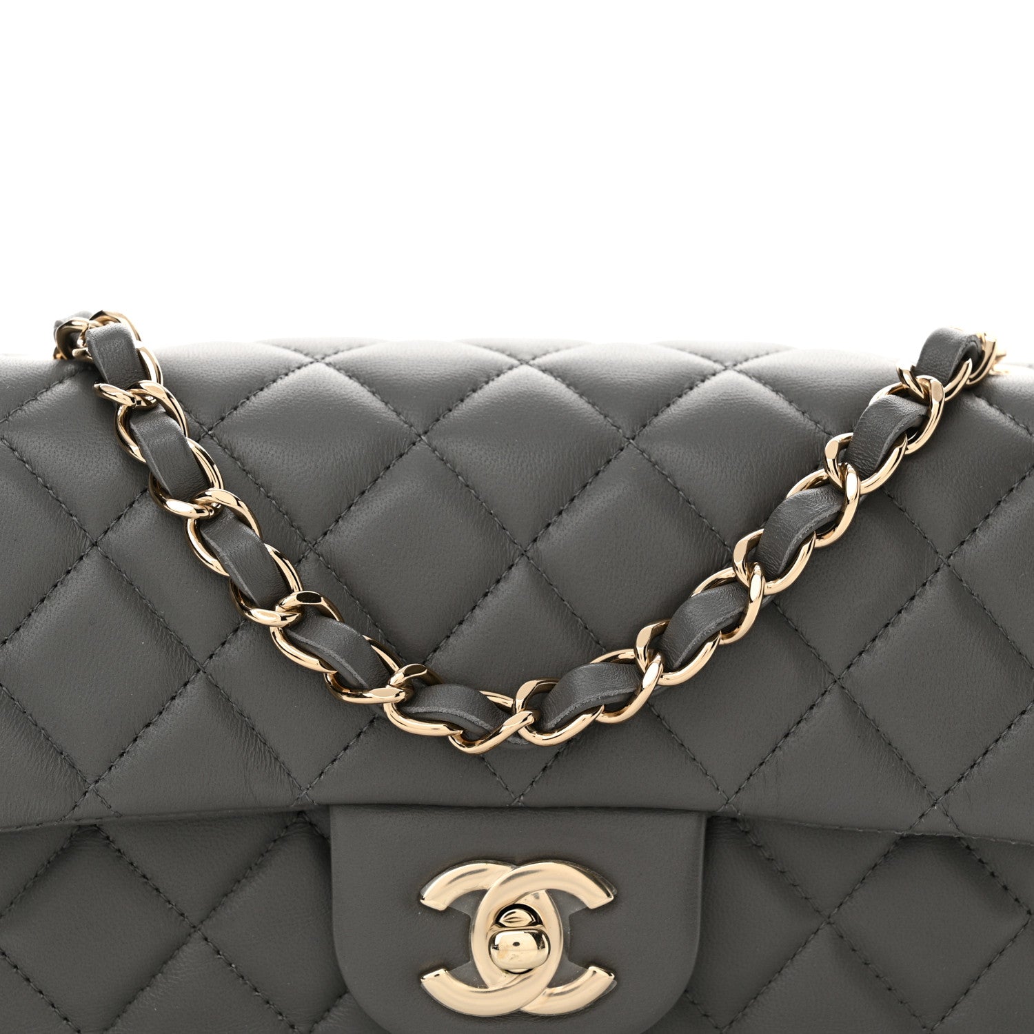 Chanel Lambskin Quilted Mini Rectangular Flap Dark Grey 8 of 11
