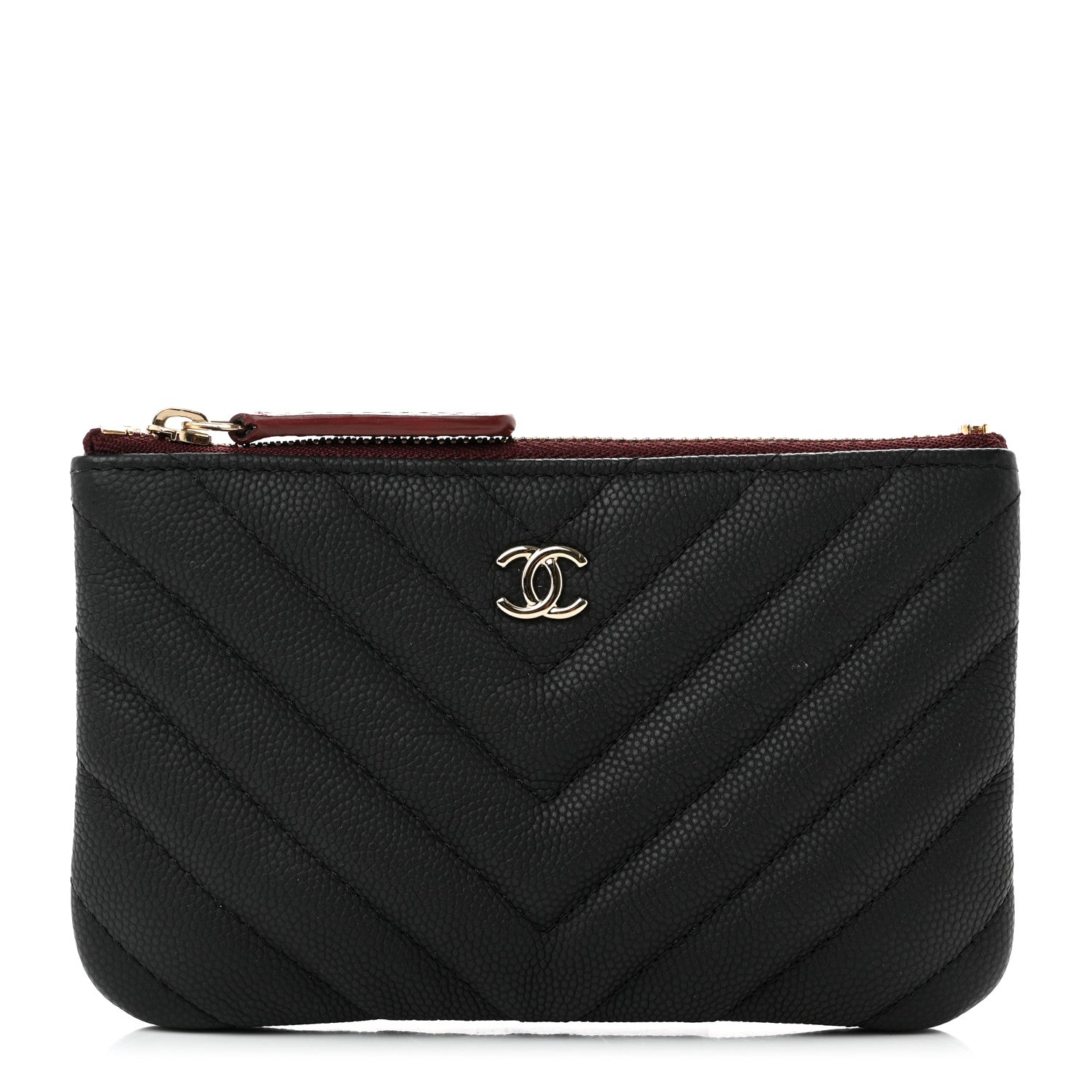 Chanel Caviar Chevron Quilted Small Cosmetic Case Black 1 of 8