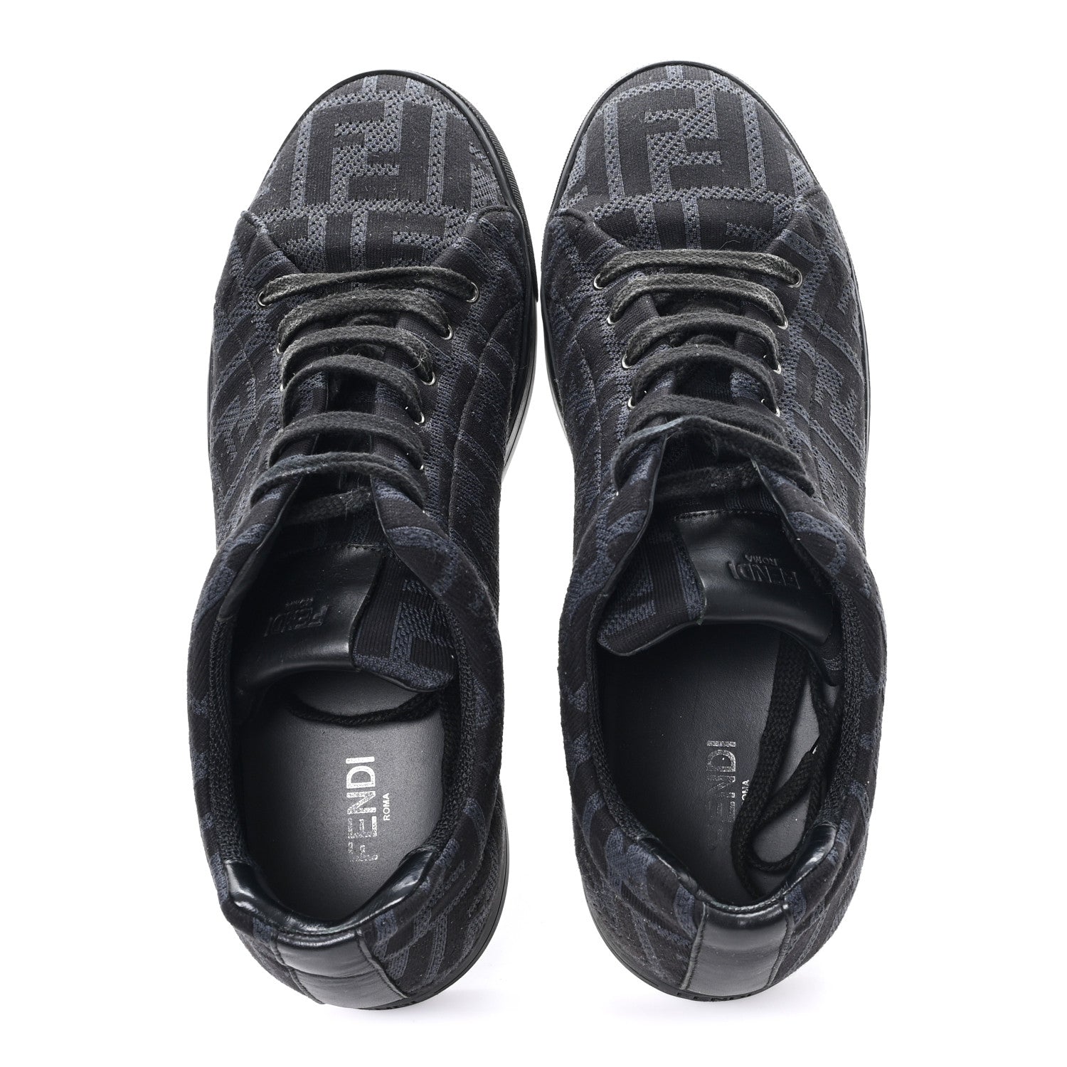 Fendi Tech Fabric FF Mens Lace Up Low Top Sneakers 7 Black 2 of 10