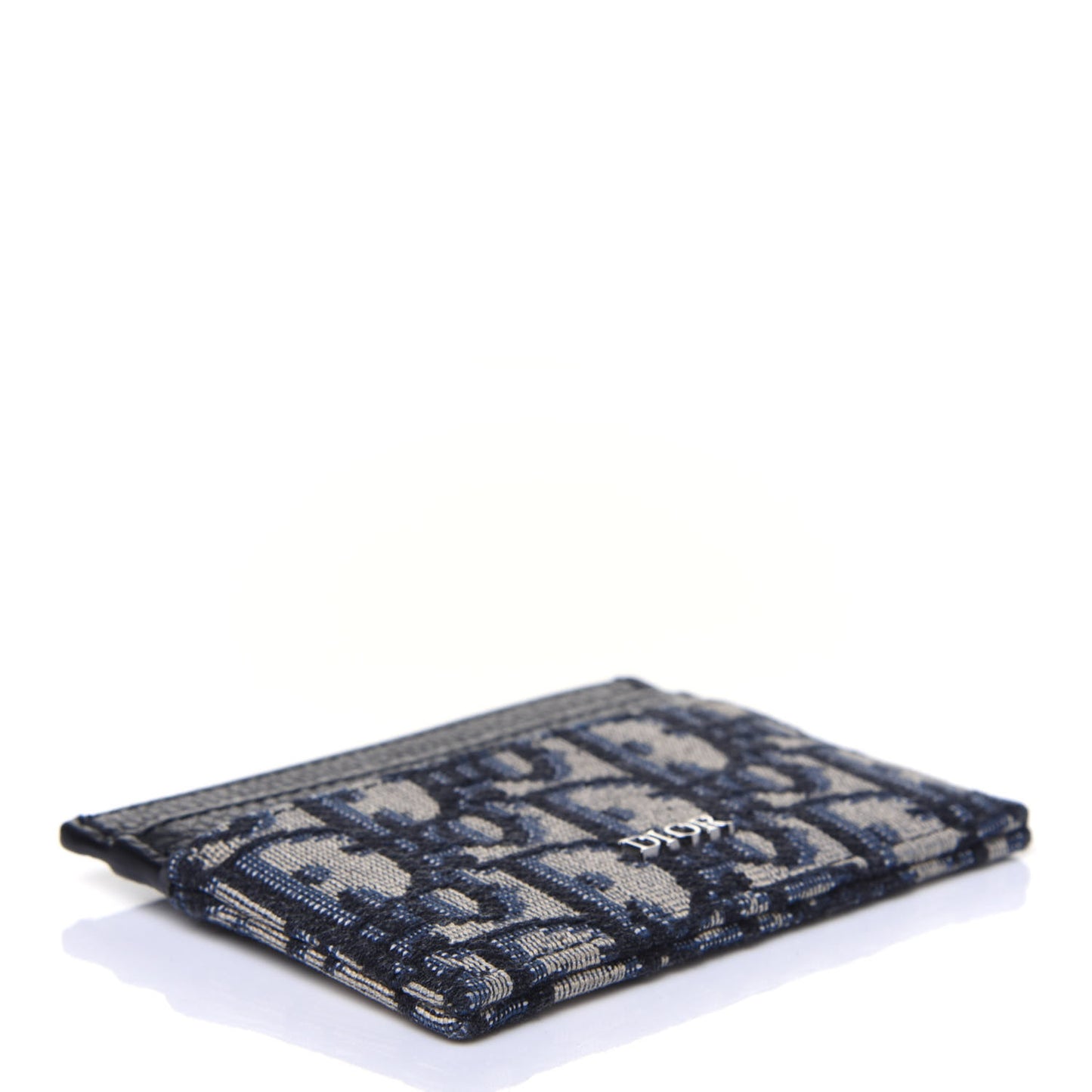 Grained Calfskin Oblique Card Holder Black