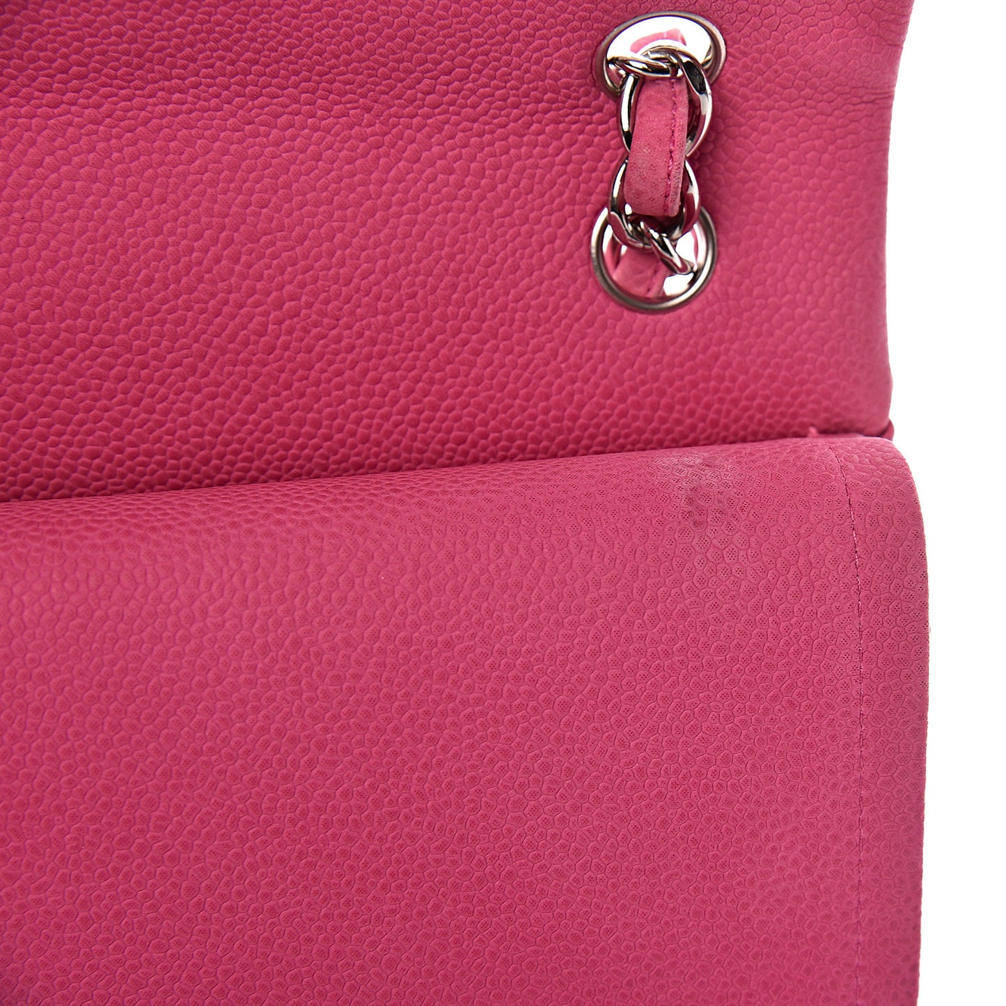 Iridescent Caviar Jumbo Double Flap Pink