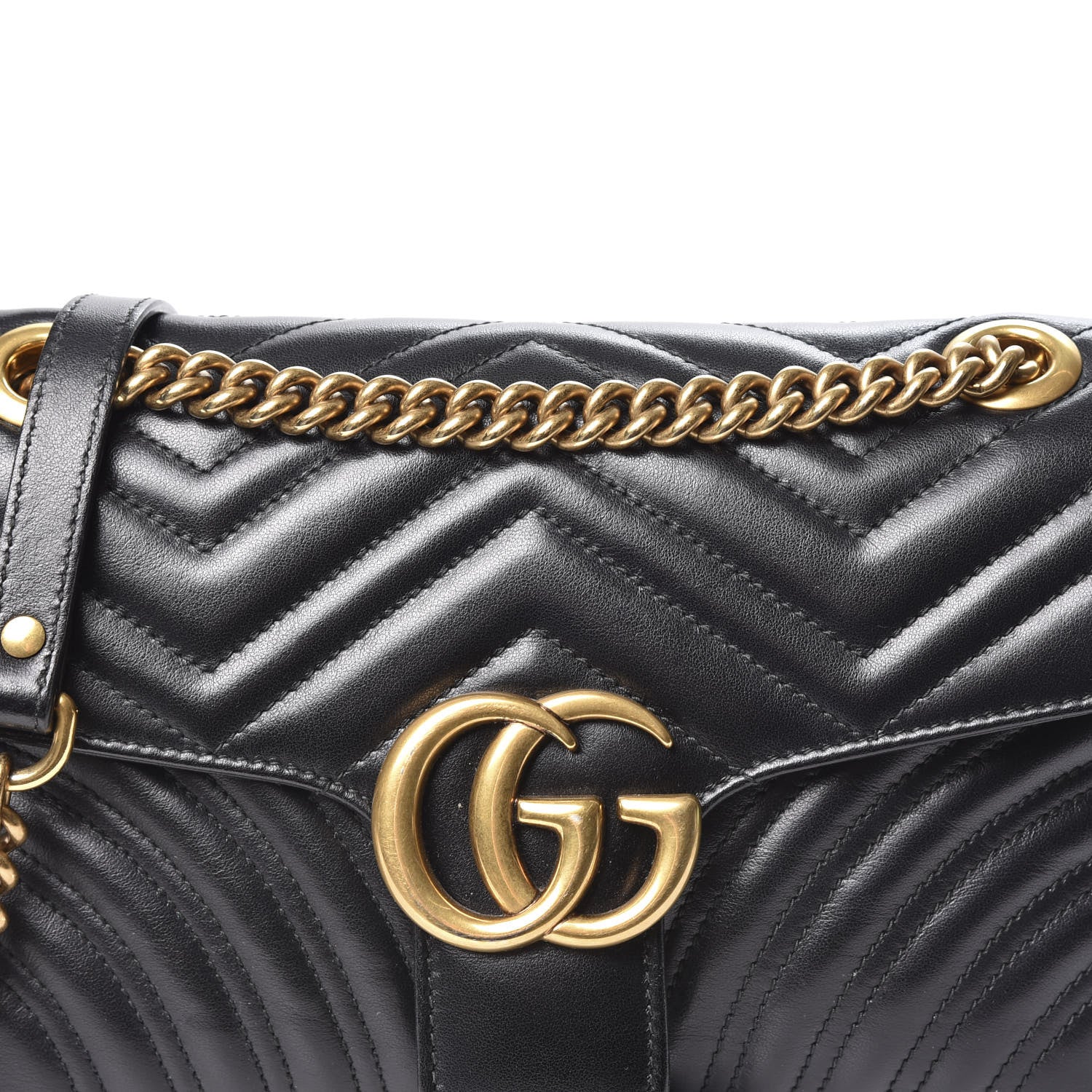 Gucci Calfskin Matelasse Small GG Marmont Shoulder Bag Black 10 of 10