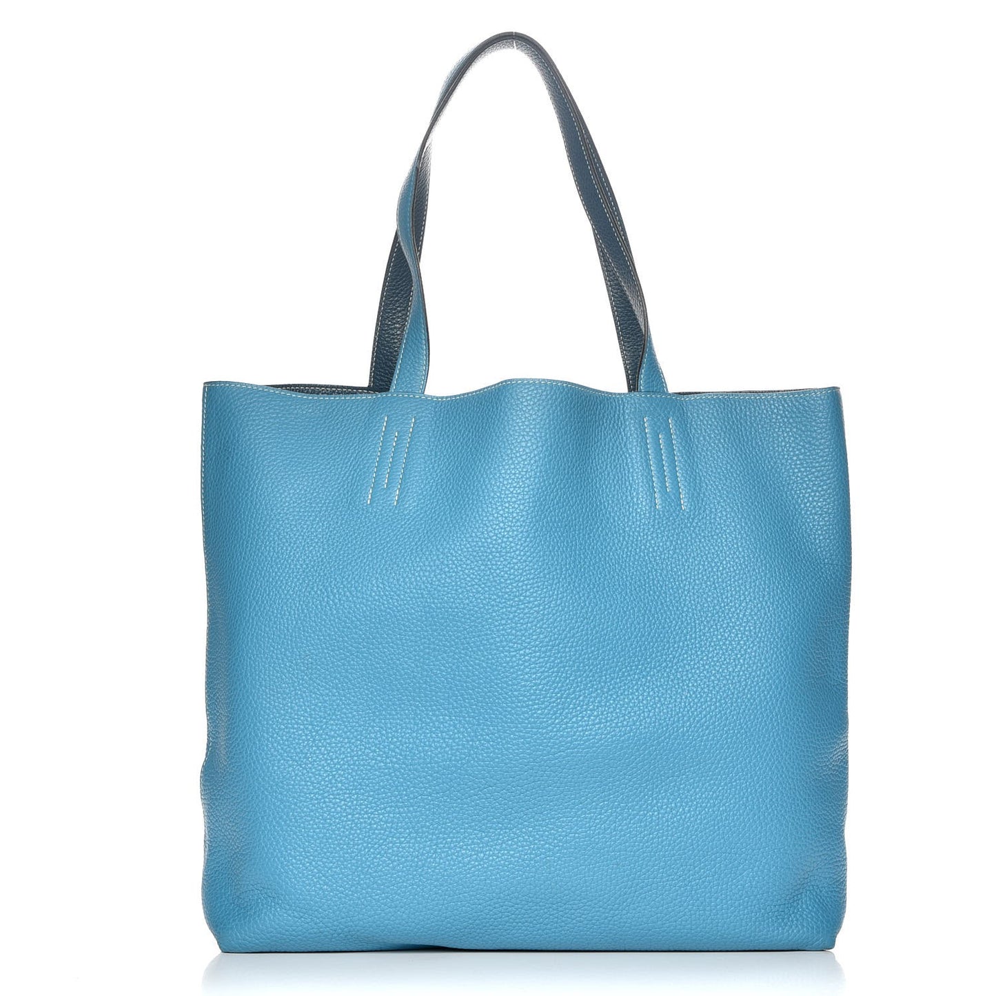 Taurillon Clemence Double Sens 36 Reversible Tote Turquoise Mallard